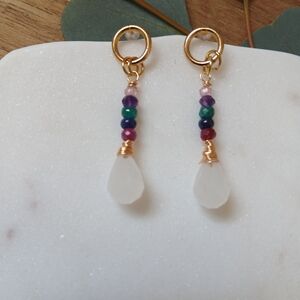 Elegant Gold and Multicolor Drop Earrings